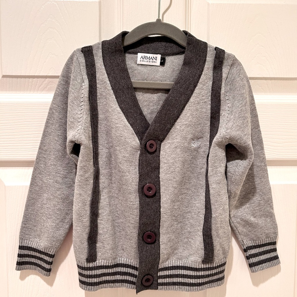 Armani Collezioni Kids Gray Button Down Sweater - Size Large